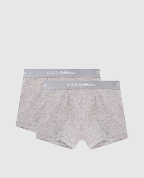 Dolce&Gabbana Children's set of gray boxer shorts with logo pattern L4J701ON00G