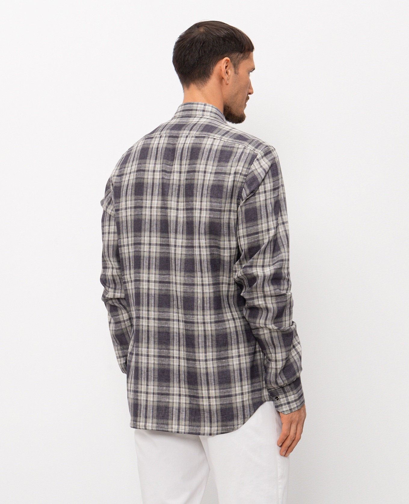 

Checked linen shirt Kiton, Blue