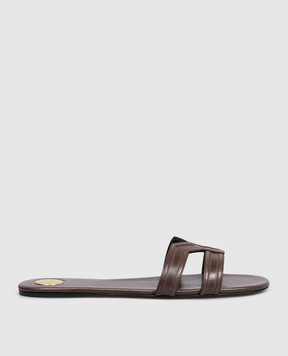 Saint Laurent Brown leather flip-flops MABROUKA 86185325V00