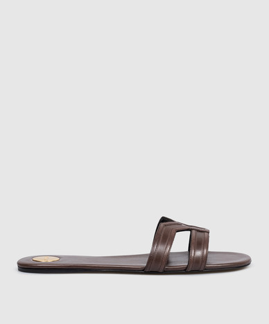 Brown leather flip-flops MABROUKA