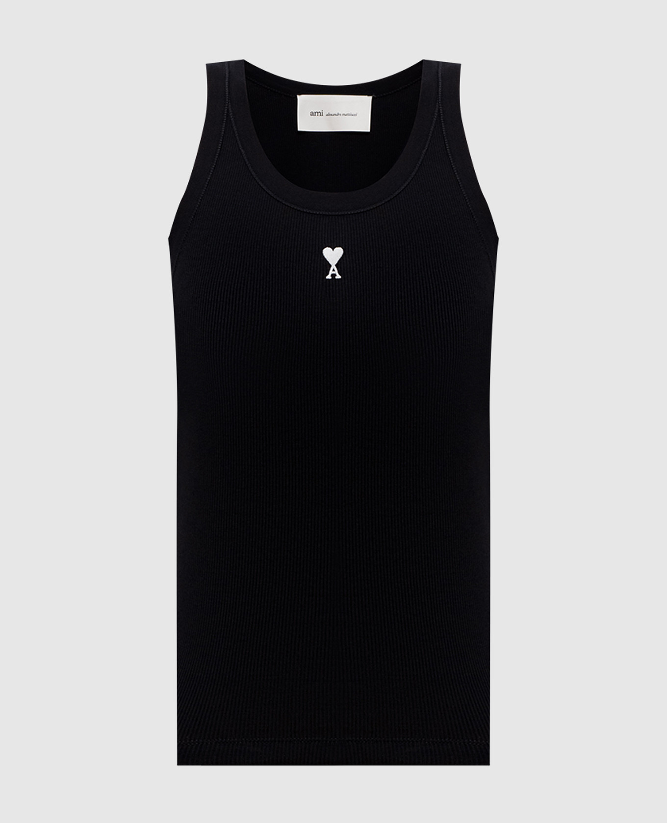 

Black ribbed T-shirt with embroidered emblem Ami Paris