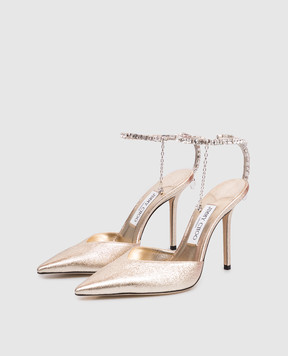 Jimmy Choo Saeda gold shoes with crystals SAEDA100DQM