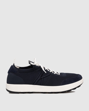 Kiton Blue combination sneakers with monogram USSA031N01217