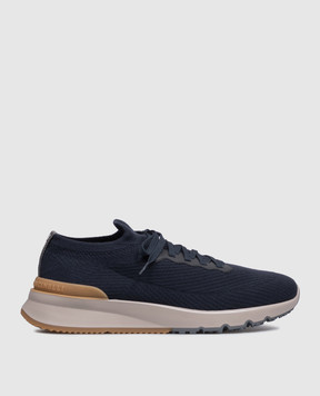 Brunello Cucinelli Navy blue insulated wool sneakers MZUWLBO253