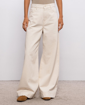 Max Mara Weekend Ivory denim palazzos with logo patch WKDCANNETI