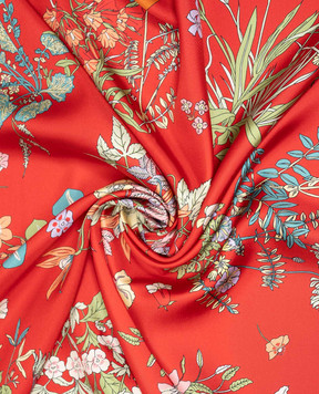 MANTERO 1902 Red silk scarf with branded print 0904F0030G59084