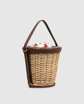 Twinset Beige wicker bucket bag 261TD8253