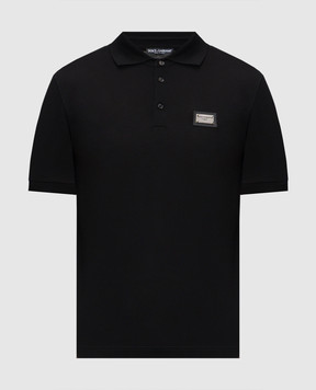 Dolce&Gabbana Black polo with logo patch G8PL4TG7P1D