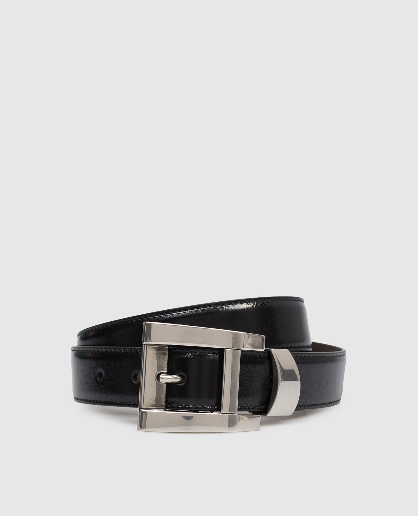 

Black glossy leather belt with logo print Versace