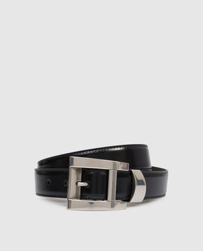 Versace Black glossy leather belt with logo print 10237351A17848
