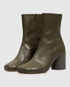 Maison Margiela MM6 Khaki leather ankle boots S59WU0235P3628