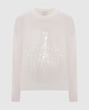 Peserico Ivory wool sweater with sequins A99835F07RL9100