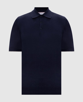 Brunello Cucinelli Blue polo with piping M29800125