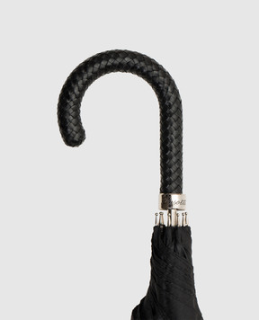 Pasotti Black umbrella-cane with pattern OMIT478BLUES59732N37