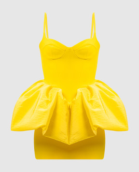 David Koma Yellow dress with voluminous peplum RE26DK22DA