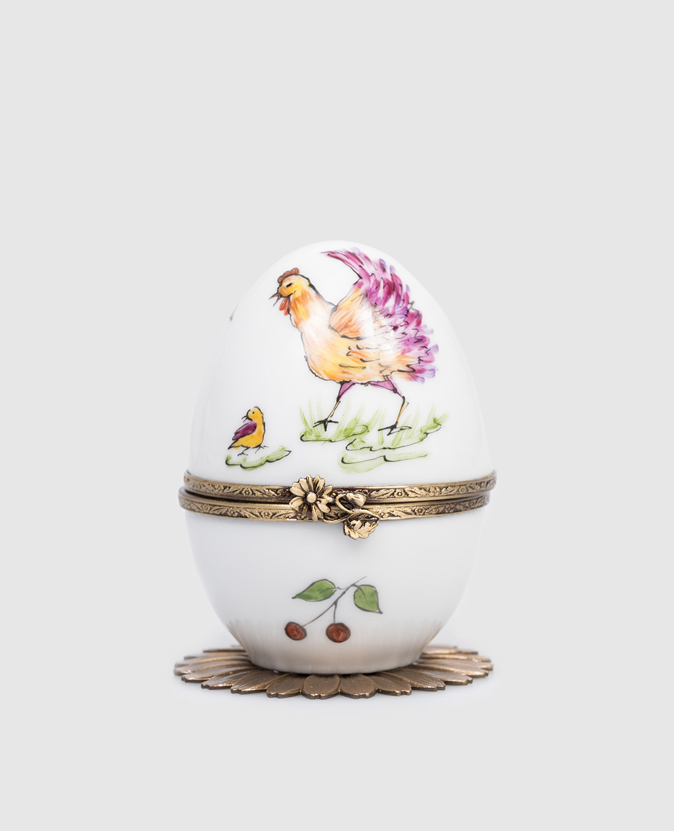 

White musical porcelain egg Rooster Fanex France