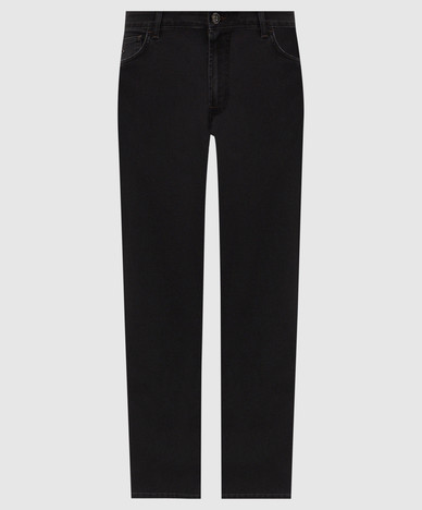 Black jeans with logo patch