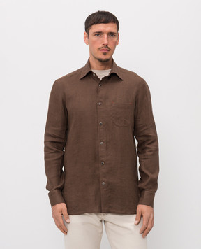 Kiton Brown linen shirt UMCNERHH09690