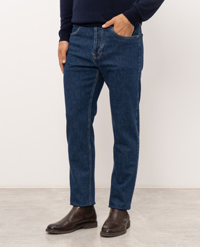 Pini Parma Blue jeans with logo patch JEAMBLCOMF