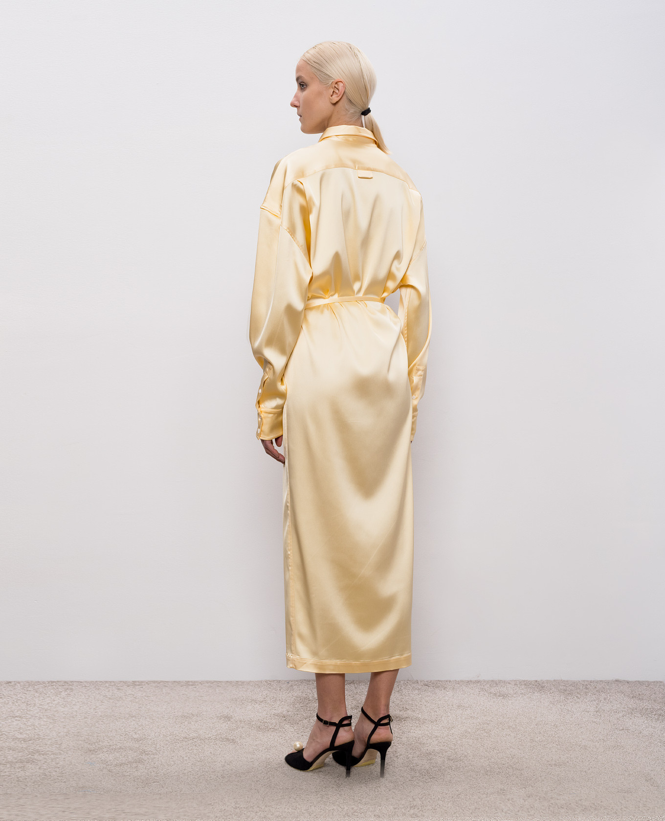 

Yellow shirt dress with logo embroidery Thierry Mugler