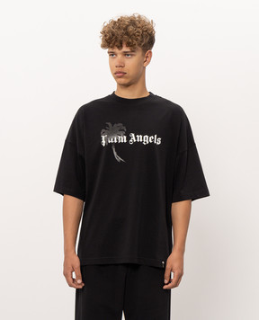 Palm Angels Black t-shirt with logo print PAMAA003JR006