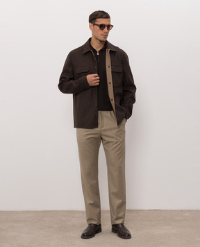 Sease Brown shirt jacket with wool and cashmere JJ075TN585