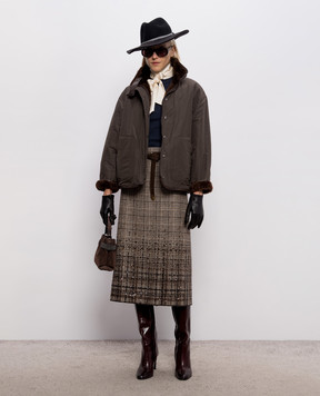 Brunello Cucinelli Brown reversible jacket with fur MPMBP7225