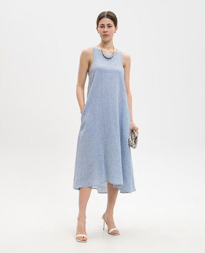 Peserico Blue linen dress S02226D02600