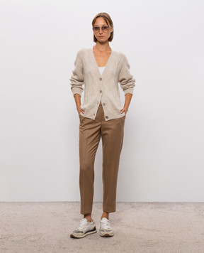 Peserico Brown wool trousers with lapels P04253D02710