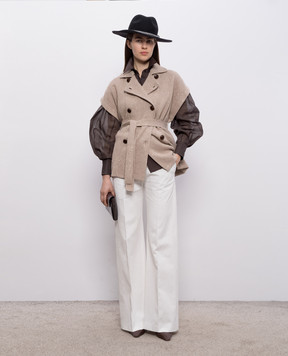 Brunello Cucinelli Brown blouse with monil chain M0091MO516