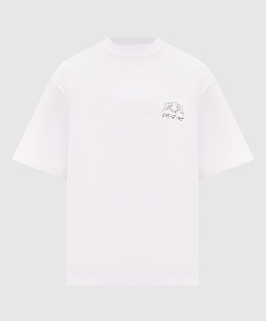 White T-shirt with logo and emblem print