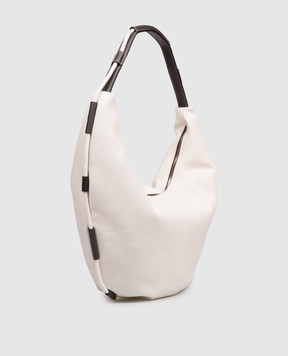 Peserico Ivory hobo bag with accent trim S38383C0CC832