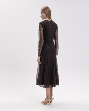 Twinset Brown lace midi dress 262TF2080