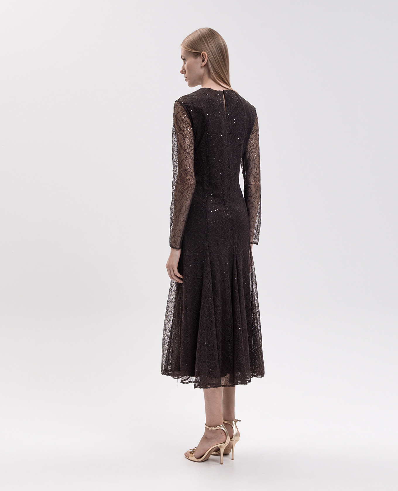 Brown lace midi dress Twinset 3