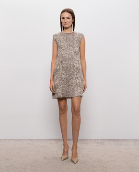 Brunello Cucinelli Beige sequined wool mini dress MRKR12A90