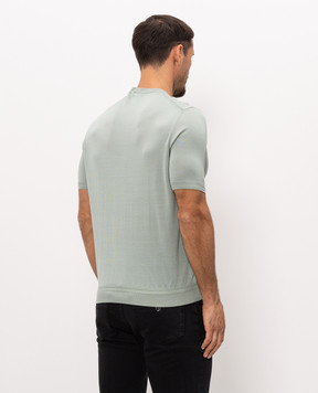 Stefano Ricci Green silk T-shirt with embroidered monogram logo K616215G10F26101