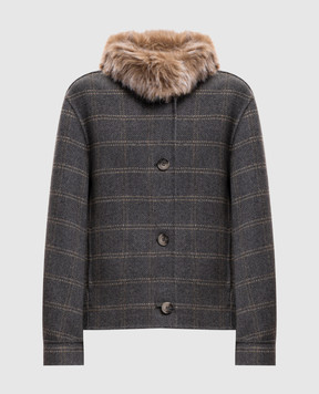 Twinset Gray wool check coat 262TP2221