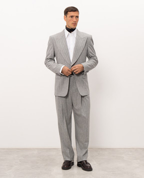 Dolce&Gabbana Gray striped wool pants GP16NTFR23F