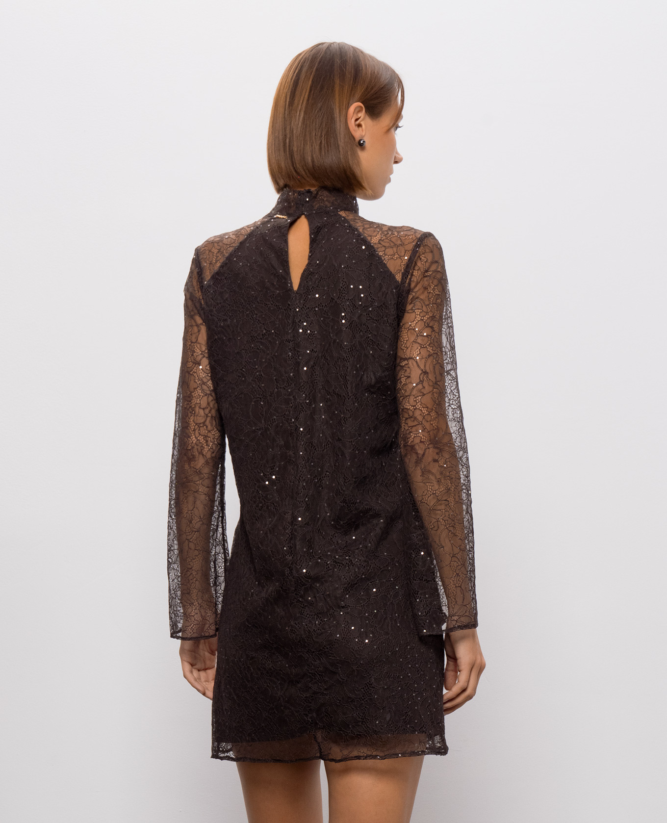 Brown dress with lace Twinset 4