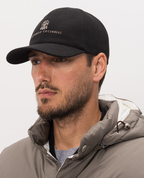 Brunello Cucinelli Black cap with logo embroidery M252D9850