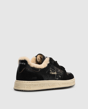 Premiata Quinnd black leather sneakers with fur QUINND8653M