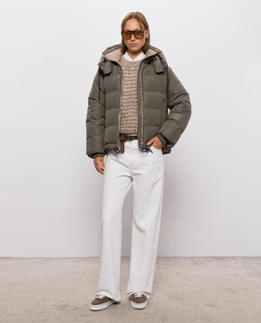 Brunello Cucinelli Khaki down jacket with monil chain MH5257216
