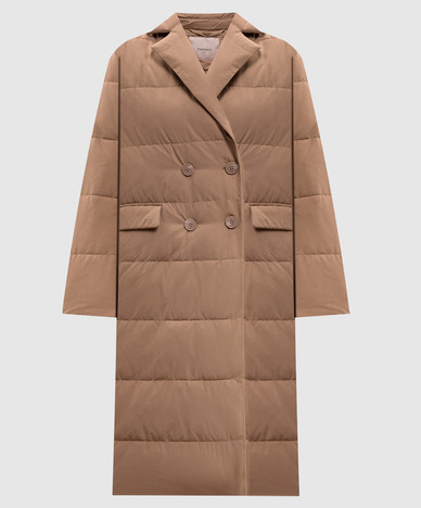 Brown double-breasted long jacket