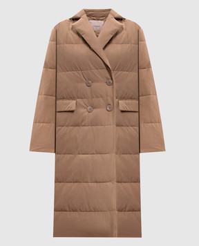 Twinset Brown double-breasted long jacket 262TP2640