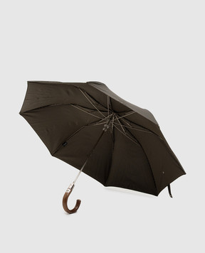 Pasotti Dark brown folding umbrella with pattern OMITUO64SPUNTO5
