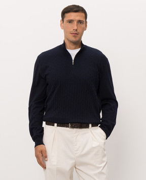 Bertolo Cashmere Blue wool and silk polo shirt 90264500256658