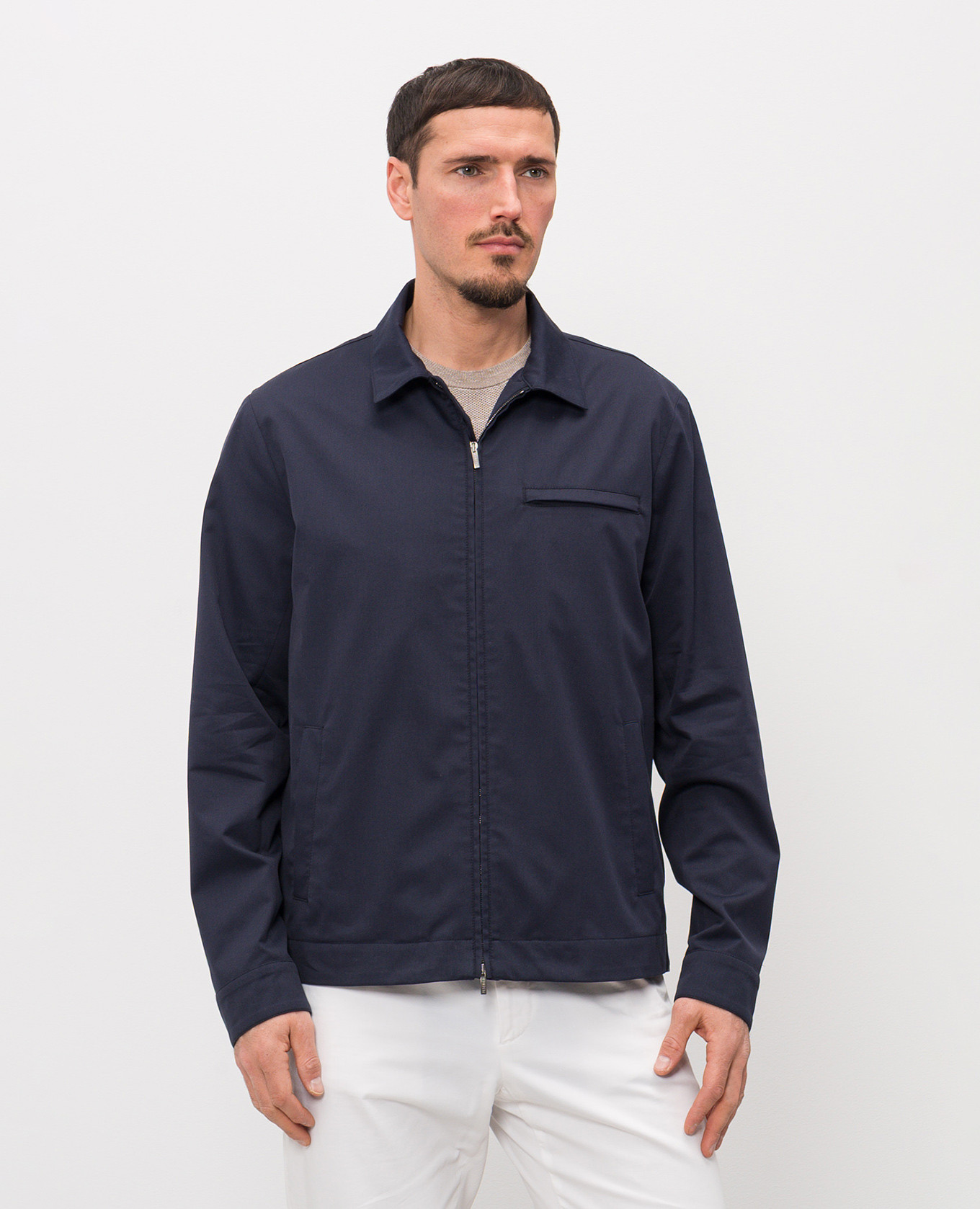 

Blue wool jacket with brand patch Peserico