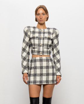 Vetements Ivory checked cropped jacket WH27JA025WC