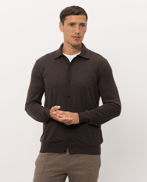 Bertolo Cashmere Brown wool and silk cardigan 902601000048