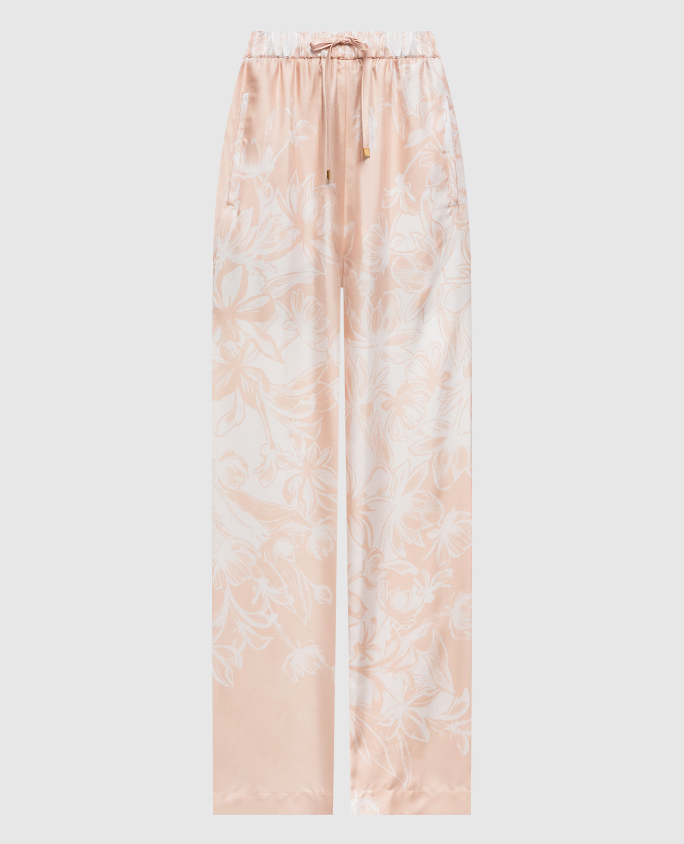 

Beige silk pants with floral print Agnona